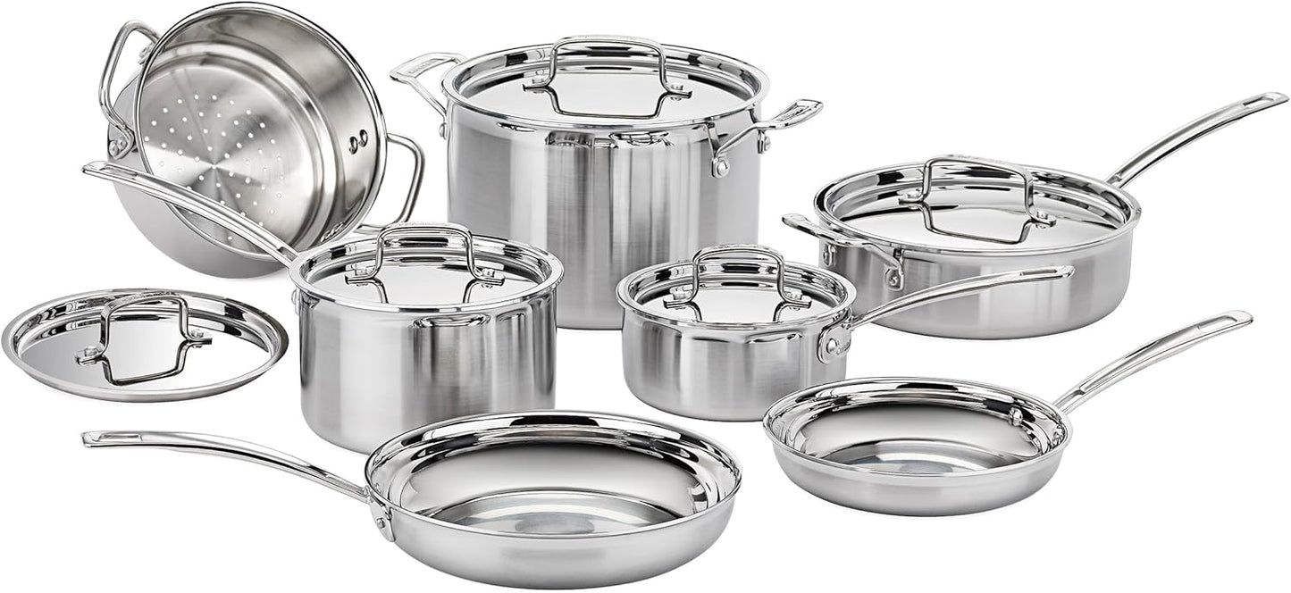 Cuisinart 12 Piece Cookware Set. MultiClad Pro Triple Ply. Silver. MCP-12N