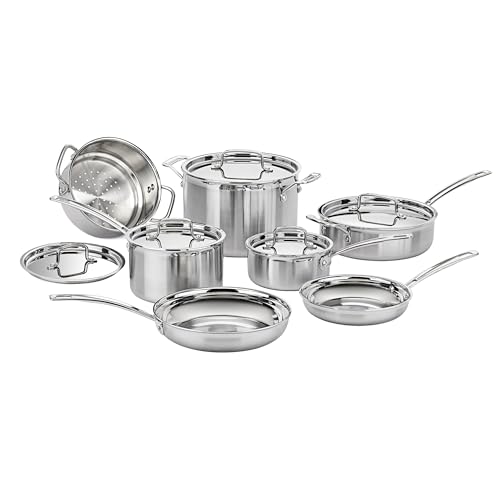 Cuisinart 12 Piece Cookware Set. MultiClad Pro Triple Ply. Silver. MCP-12N