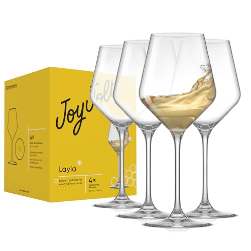 JoyJolt Layla White Wine Glasses. Set of 4 Italian Glasses. 13.5 oz Clear ¨C Made in Europe