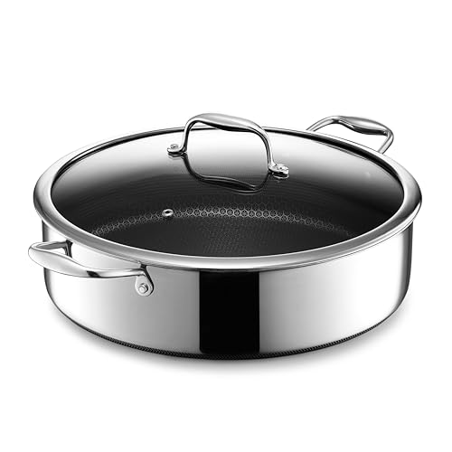HexClad Hybrid Nonstick 7-Quart Saut¨¦ Pan with Tempered Glass Lid. Chicken Fryer. Stay-Cool Handles. Dishwasher-Friendly. Oven-Safe Up to 900¡ãF. Induction Ready. Compatible with All Cooktops