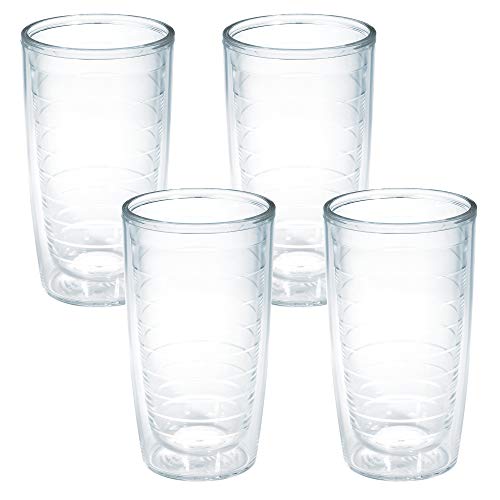 Tervis Clear & Colorful Tabletop Made in USA Double Walled Insulated Tumbler Travel Cup Keeps Drinks Cold & Hot. 16oz - 4pk. Clear