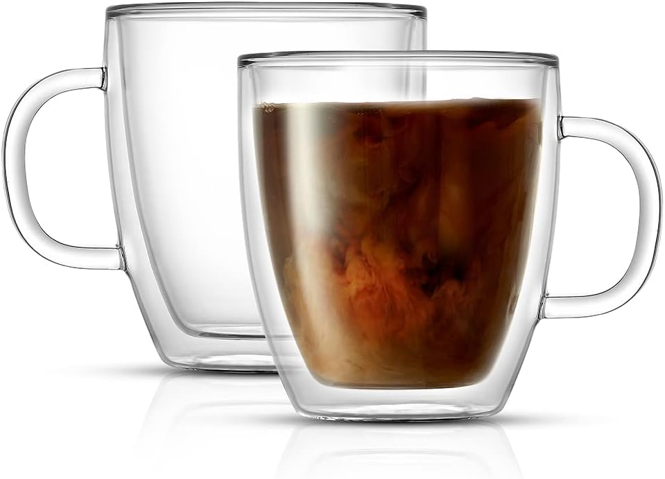 JoyJolt Savor Double Wall Insulated Glasses Espresso Mugs (Set of 2) - 5.4-Ounces