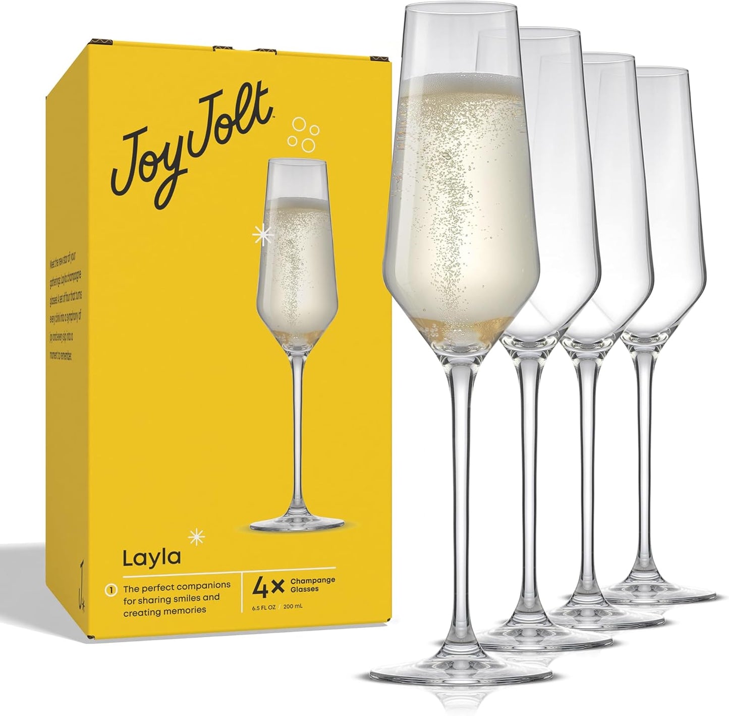 JoyJolt Layla White Wine Glasses. Set of 4 Italian Glasses. 13.5 oz Clear ¨C Made in Europe