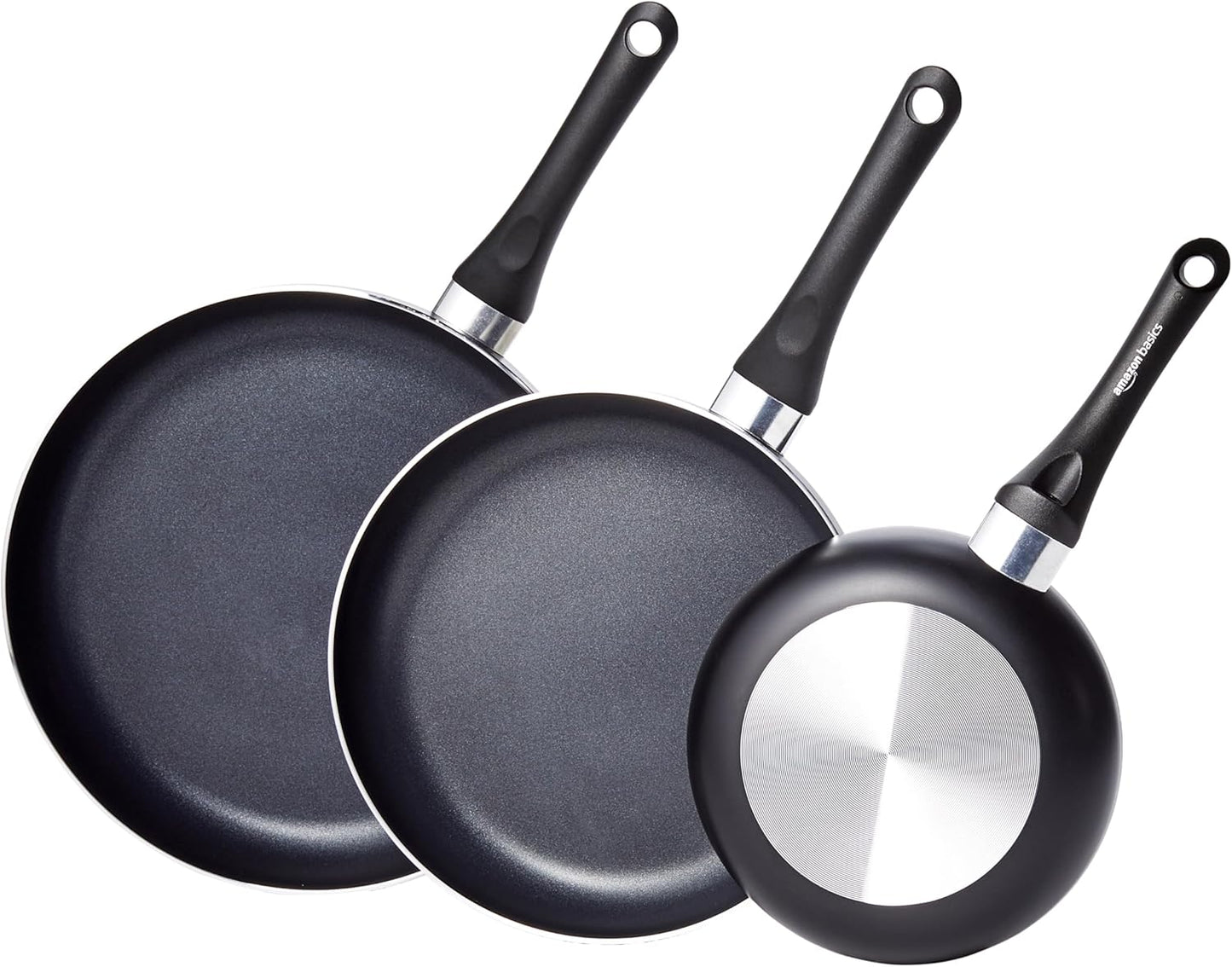 Amazon Basics Non Stick Kitchen Cookware 15-Piece Set. Non-Induction. Includes Pots. Pans. and Utensils. Black